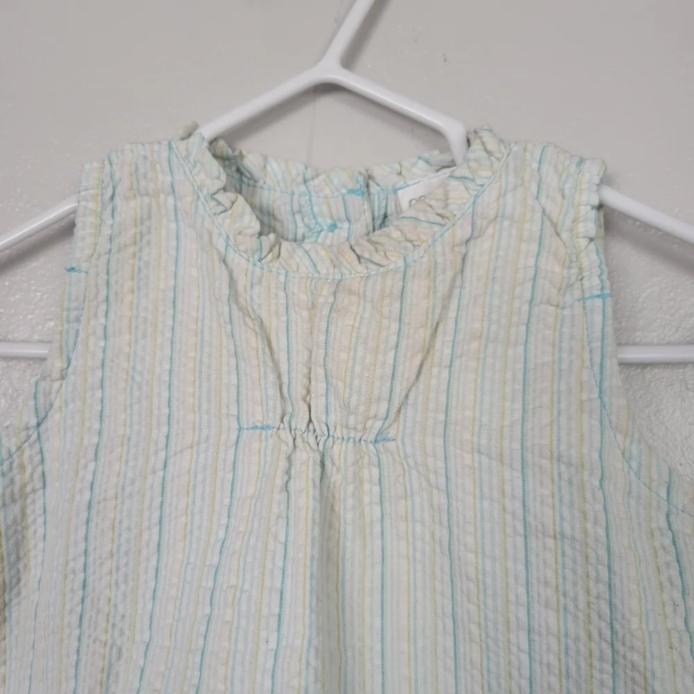 Carter's Kids Baby Girl 12-18 Months Tank Dress White Blue Green Stripe Floral